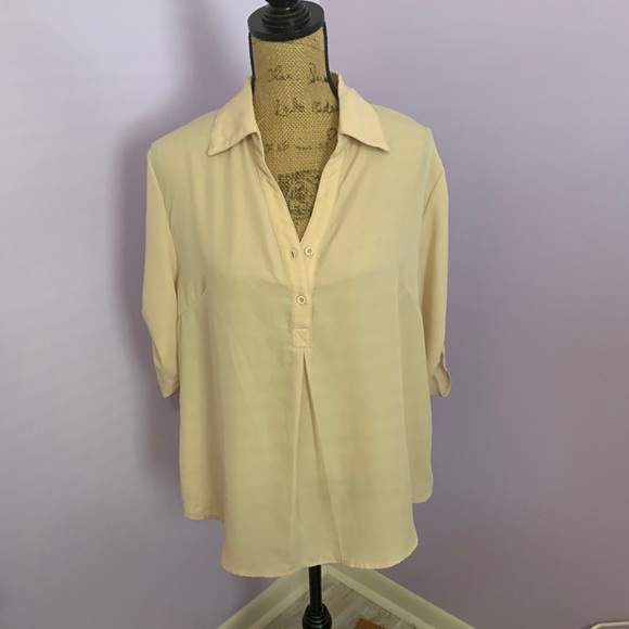 VLD Beige Pullover Blouse Size Small Sheer - Picture 1 of 5